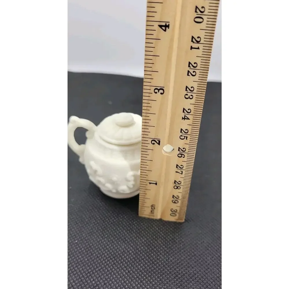 Vintage Young Shiun Miniature Tea Set White Porcelain Teapot Tray Cups...